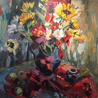 Sunflowers – Painting by Thames Valley Art Society Member – Molesey Surrey Artist Hildegarde Reid