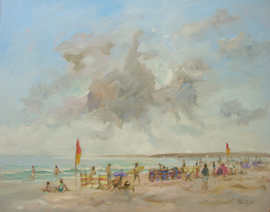 Beach Life, West Wittering - Coastal Sussex Oil Painting - Artist and Art Tutor Melanie Cambridge