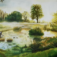Sunrise at Bradmore Pond – Oil Painting – Coulsdon Surrey Artist Mandy Gomm
