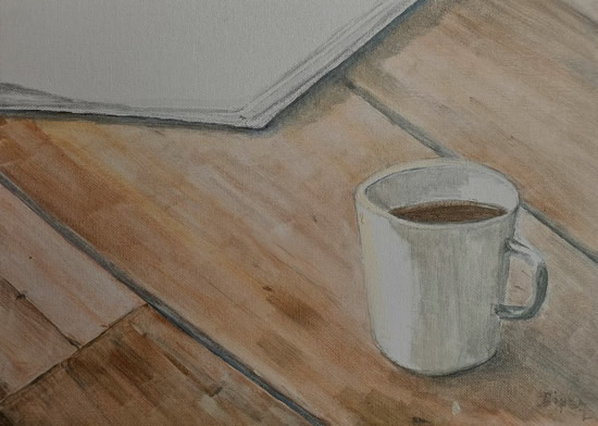 Redhill Surrey Still-Life Artist Dipen Boghani - Well-Deserved Coffee