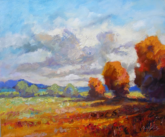 Colours of Autumn Surrey - Original Oil Painting - Artist and Art Tutor Melanie Cambridge Purley London