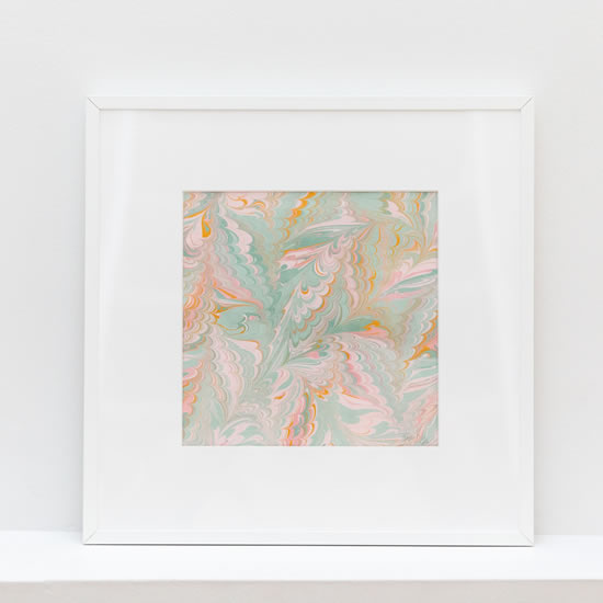 Framed Art - Butterflies - Cotton Paper Marbled Painted With Earth Pigment Paints - Dorking Surrey Artist - Ebru Kocak