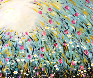 Vibrant Turquoise Wildflowers - Original Acrylic Painting - Surrey Artist Susan Fenwick