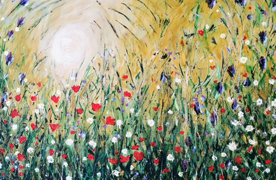 Wildflowers in the Meadow Original Acrylic Painting by Surrey Artist Susan Fenwick