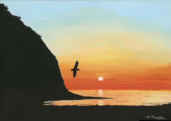 Sunset Lynmouth Devon - Art Prints For Sale - Woking Artist Teresa Scannella - Surrey Artists Gallery