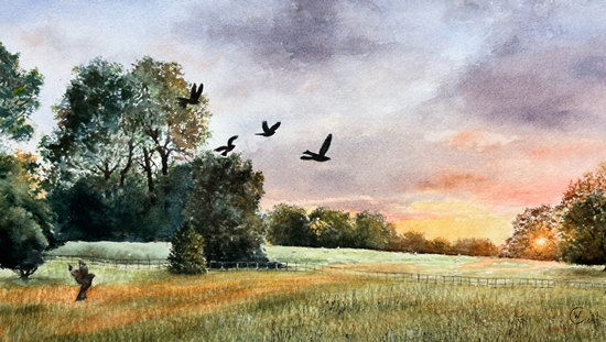 All the Birds are Leaving - Watercolour by Woking Surrey Landscape Artist Colin Wood