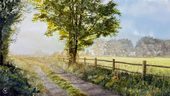 Day breaking - Watercolour by Woking Surrey Landscape Artist Colin Wood