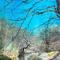 Larkin on TV – Basingstoke Canal Surrey Watercolour Landscape Painting by Woking Artist Colin Wood
