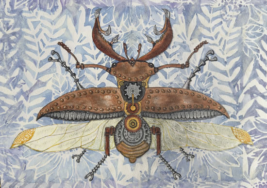 SteamPunk Mechanical Bug Painting by Woking Surrey Artist Chris Grace