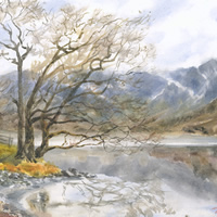 Buttermere Shoreline – Lake District Watercolour by Surrey Landscape Artist Nadia Poe