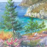 Morgat Coast, Brittany – Coastal Watercolour by Surrey Landscape Artist Nadia Poe