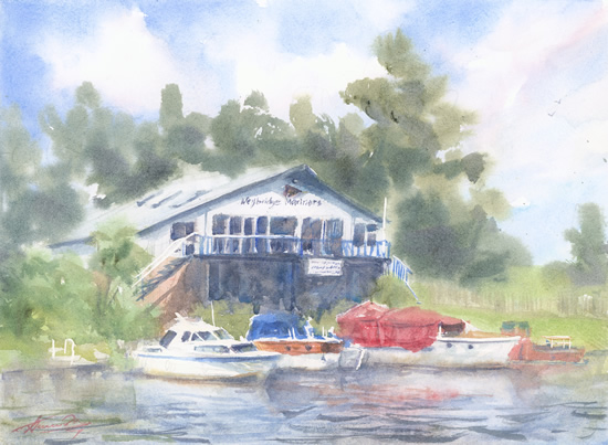 Weybridge Mariners Club - River Thames Watercolour by Surrey Landscape Artist Nadia Poe Weybridge Mariners Club - River Thames Watercolour by Surrey Landscape Artist Nadia Poe